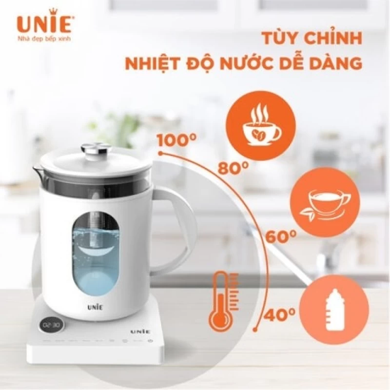Ấm siêu tốc cao cấp 6 chức năng UNIE UEK1782W – Hẹn giờ, tùy chỉnh nhiệt độ nước - Hình ảnh 7 UNIE
