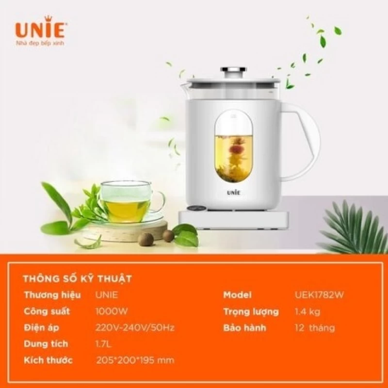 Ấm siêu tốc cao cấp 6 chức năng UNIE UEK1782W – Hẹn giờ, tùy chỉnh nhiệt độ nước - Hình ảnh 1 UNIE