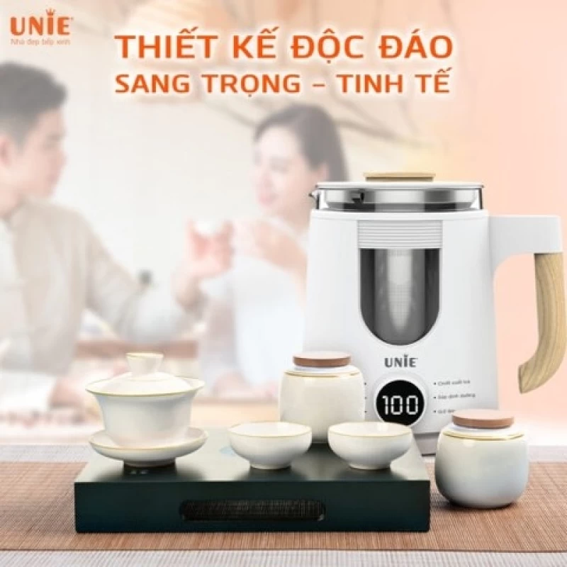 Ấm siêu tốc đa năng 6in1 UNIE UEK1081W màn hình hiển thị điện tử, chất liệu thủy tinh bền bỉ - Hình ảnh 3 UNIE