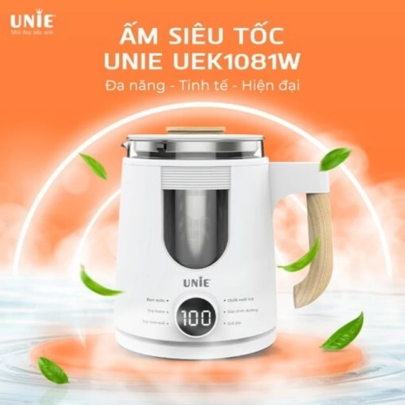 Ấm siêu tốc đa năng 6in1 UNIE UEK1081W màn hình hiển thị điện tử, chất liệu thủy tinh bền bỉ - Hình ảnh 2 UNIE