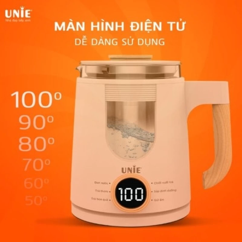 Ấm siêu tốc đa năng 6in1 UNIE UEK1081W màn hình hiển thị điện tử, chất liệu thủy tinh bền bỉ - Hình ảnh 5 UNIE