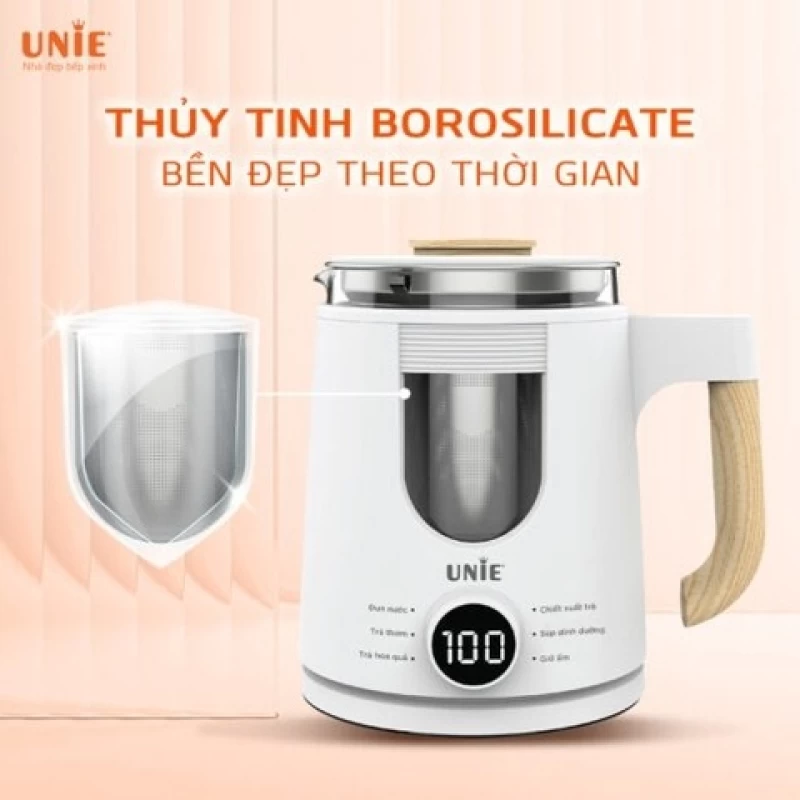 Ấm siêu tốc đa năng 6in1 UNIE UEK1081W màn hình hiển thị điện tử, chất liệu thủy tinh bền bỉ - Hình ảnh 6 UNIE