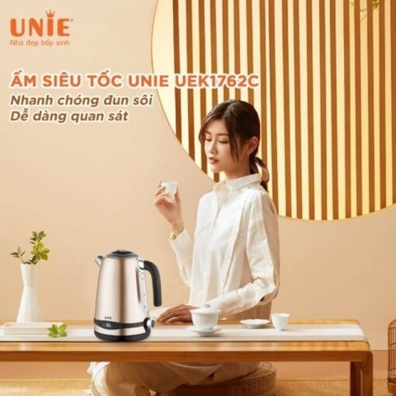 Ấm siêu tốc UNIE UEK1762C dung tích 1.7L, công suất 2200W, dễ dàng tuỳ chỉnh nhiệt độ nước - Hình ảnh 7 UNIE