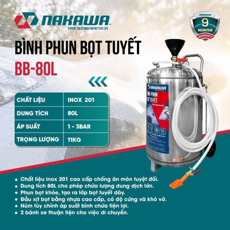 Bình phun bọt tuyết NAKAWA BB-80L - Hình ảnh 5 NAKAWA