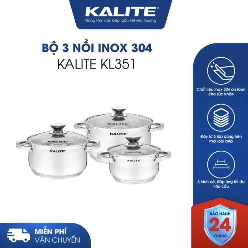 Bộ 3 Nồi Kalite KL351 Inox 304 - Hình ảnh 2 KALITE