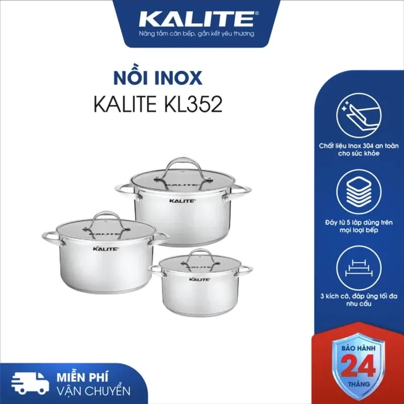 Bộ 3 Nồi Kalite KL352 Inox Đáy Từ 5 Lớp - Hình ảnh 2 KALITE