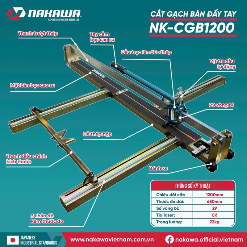 Máy Cắt Gạch Bàn Đẩy Tay Nakawa NK-CGB1200 - Hình ảnh 1 NAKAWA