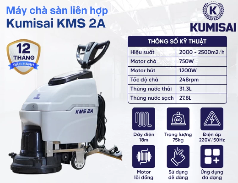 Máy chà sàn công nghiệp liên hợp Kumisai KMS 2A - Hình ảnh 1 KUMISAI