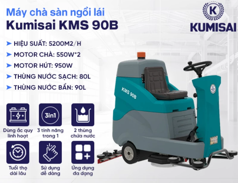 Máy chà sàn công nghiệp ngồi lái Kumisai KMS 90B - Hình ảnh 1 KUMISAI