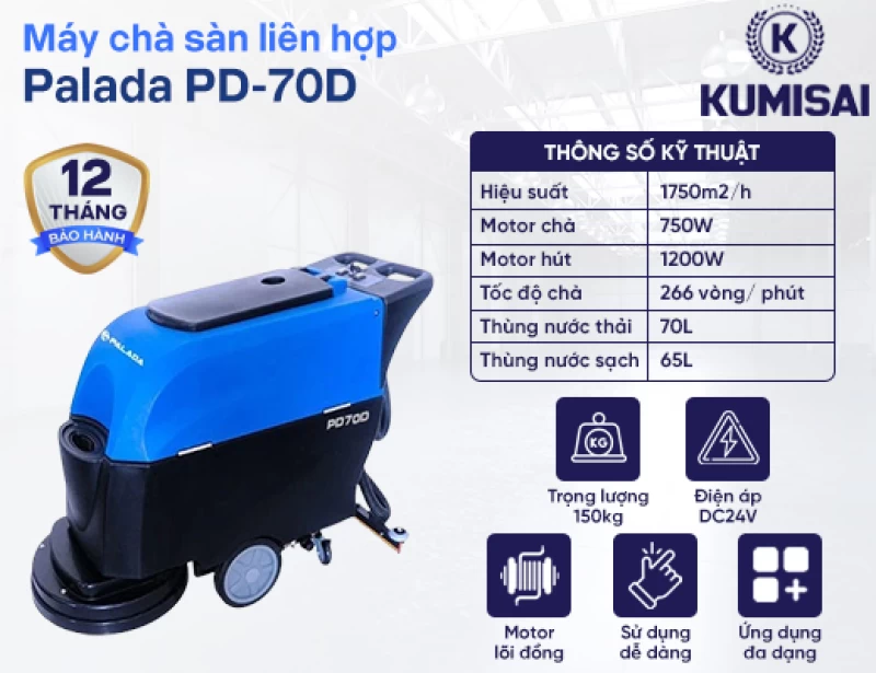 Máy chà sàn liên hợp Palada PD-70D - Hình ảnh 1 PALADA