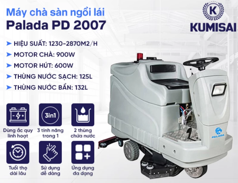 Máy chà sàn ngồi lái công nghiệp Palada PD 2007 - Hình ảnh 1 PALADA