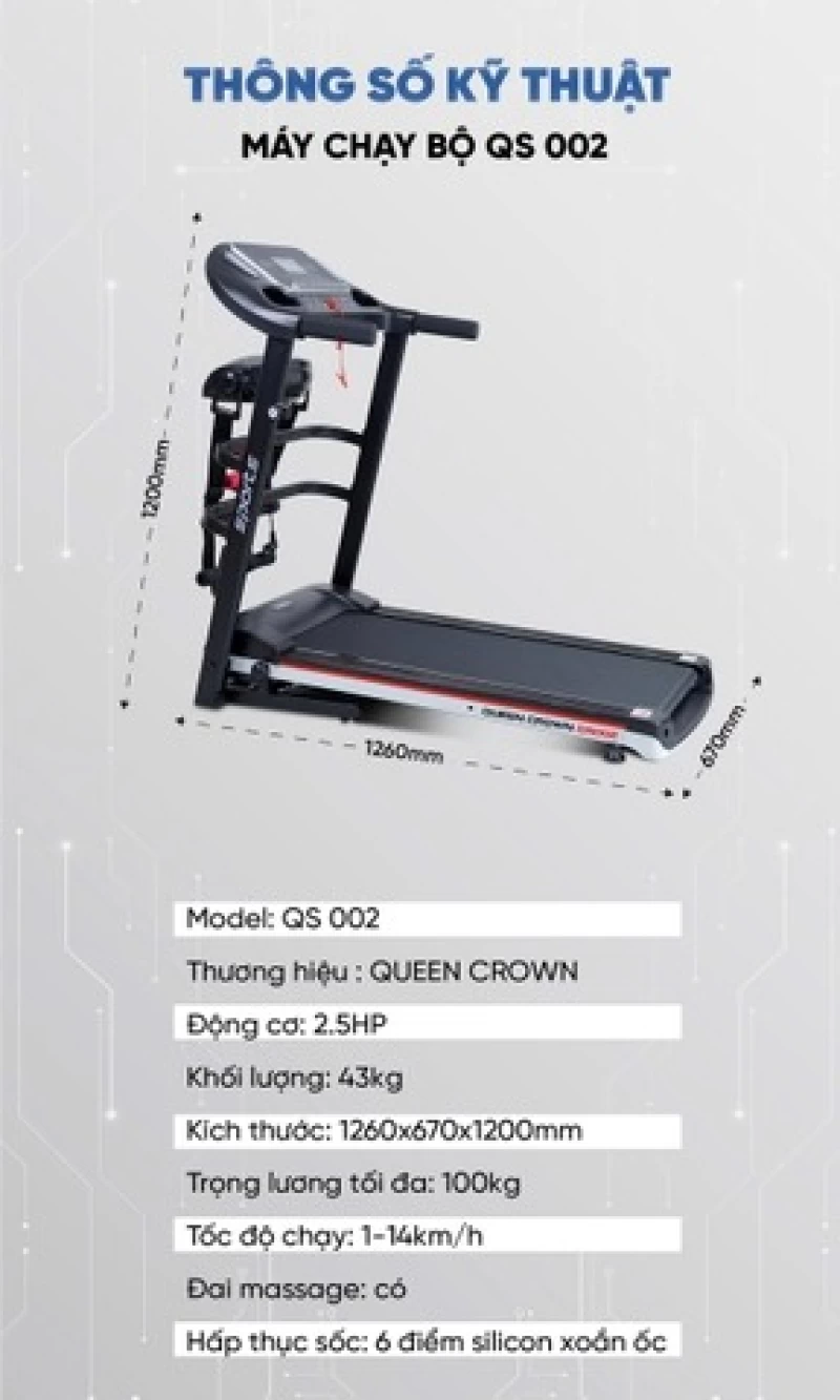 Máy chạy bộ Queen Crown QS002 - Hình ảnh 1 QUEEN CROWN