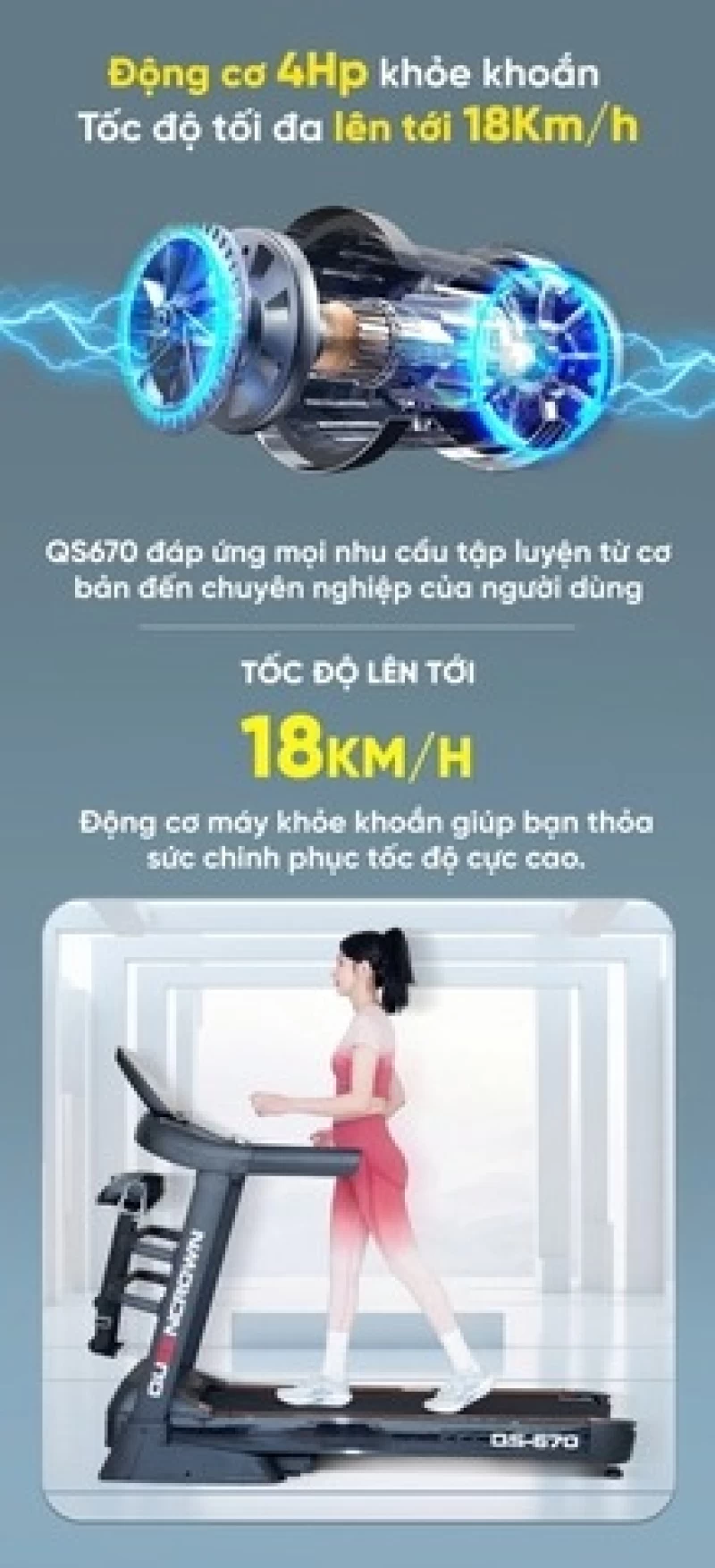 Máy chạy bộ Queen Crown QS670 - Hình ảnh 9 QUEEN CROWN