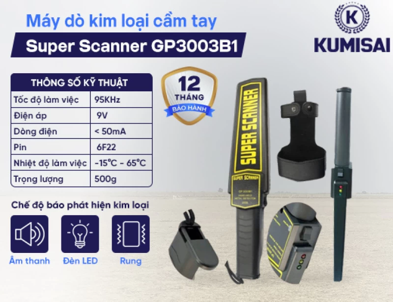 Máy dò kim loại cầm tay Super Scanner GP3003B1 - Hình ảnh 1 KUMISAI