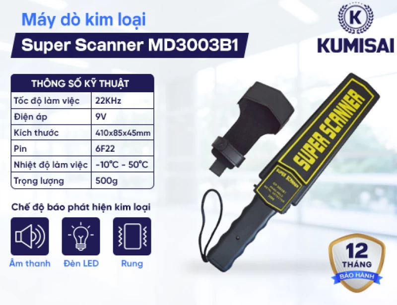 Máy dò kim loại cầm tay Super Scanner MD3003B1 - Hình ảnh 1 KUMISAI