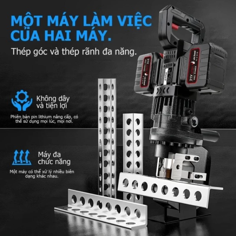 Máy đột thủy lực pin Lithium‑ion 2.200W 20T cầm tay - Đột lỗ thép góc 8mm mạnh mẽ - Hình ảnh 8 NITTO