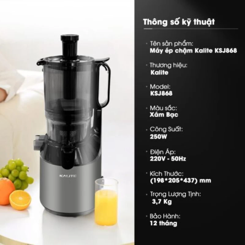 Máy ép chậm KALITE KSJ868 động cơ DC siêu khỏe ép kiệt bã - Hình ảnh 2 KALITE