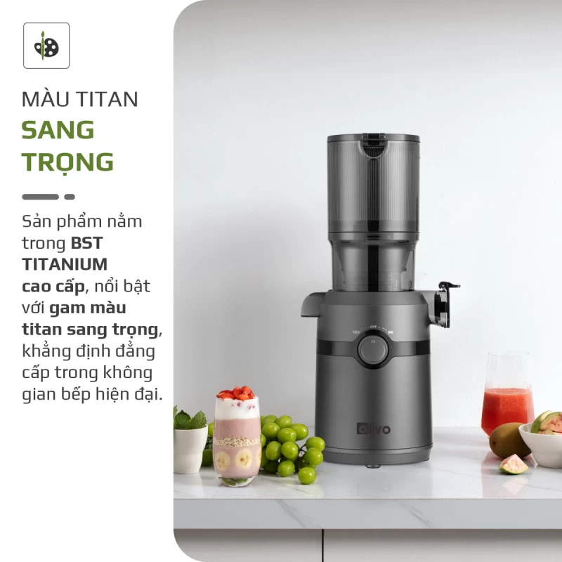Máy Ép Chậm OLIVO SJ240 - Phiên Bản Giới Hạn Màu Titanium - Khoang Tiếp Lớn - Giải Pháp Hoàn Hảo Cho Việc Ép Kết Hợp Trái Cây, Rau Củ - Hình ảnh 6 OLIVO