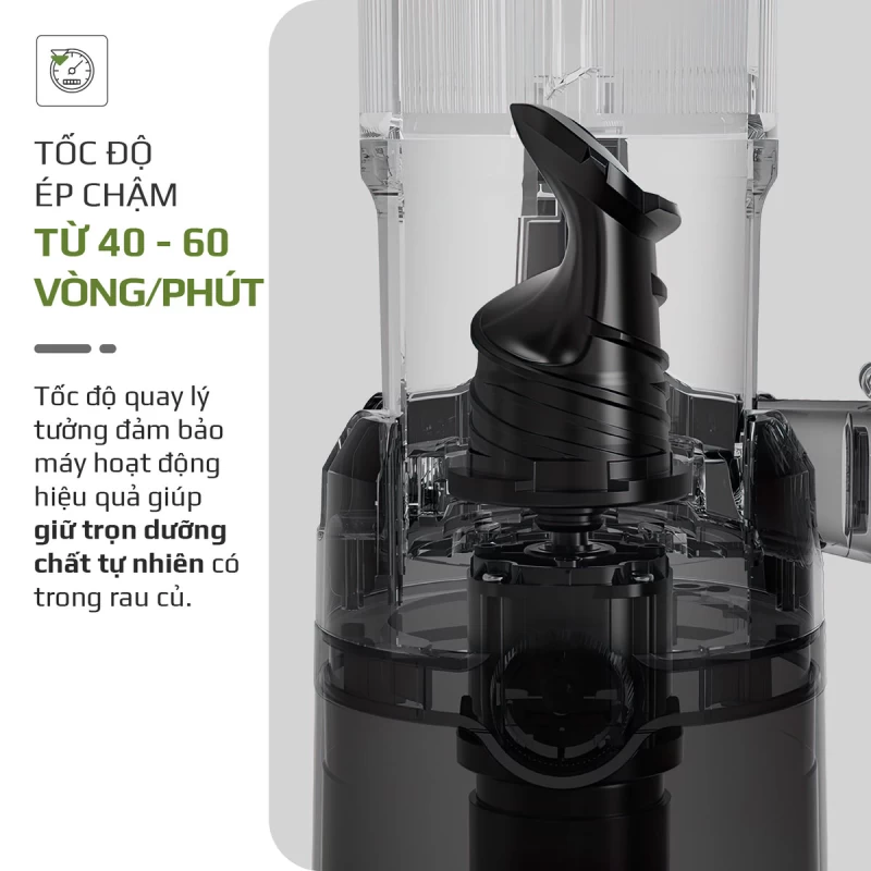Máy Ép Chậm OLIVO SJ240 - Phiên Bản Giới Hạn Màu Titanium - Khoang Tiếp Lớn - Giải Pháp Hoàn Hảo Cho Việc Ép Kết Hợp Trái Cây, Rau Củ - Hình ảnh 9 OLIVO