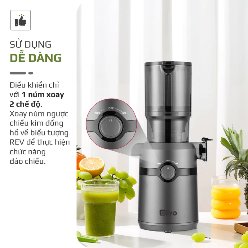 Máy Ép Chậm OLIVO SJ240 - Phiên Bản Giới Hạn Màu Titanium - Khoang Tiếp Lớn - Giải Pháp Hoàn Hảo Cho Việc Ép Kết Hợp Trái Cây, Rau Củ - Hình ảnh 7 OLIVO