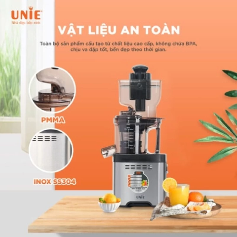 Máy ép chậm UNIE USJDC71S công suất 400W, ép kiệt bã tối ưu, giữ trọn 98% dưỡng chất trong rau củ quả - Hình ảnh 1 UNIE