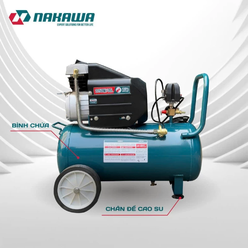 Máy Nén Khí đầu liền 2 tụ 2250W 35L NAKAWA NK-2T3035PRO - Hình ảnh 3 NAKAWA