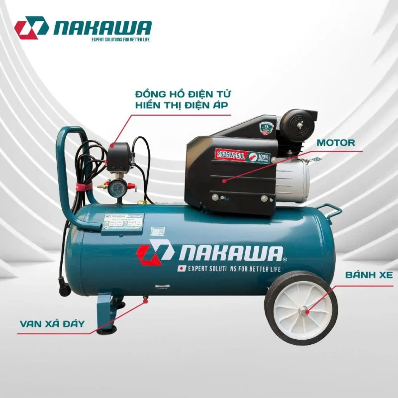 Máy Nén Khí đầu liền 2 tụ 2625W 50L NAKAWA NK-2T3550PRO - Hình ảnh 3 NAKAWA