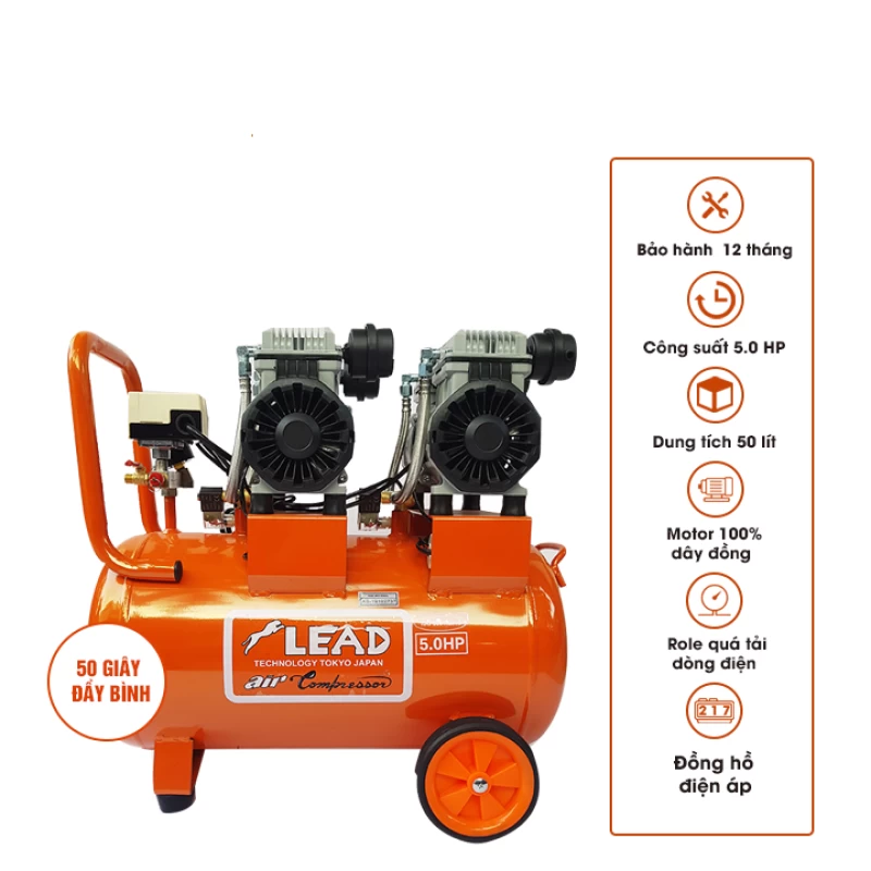 Máy Nén Khí Không Dầu Lên Hơi Nhanh 5HP 50L Lead LE 50-50 - Hình ảnh 1 LEAD