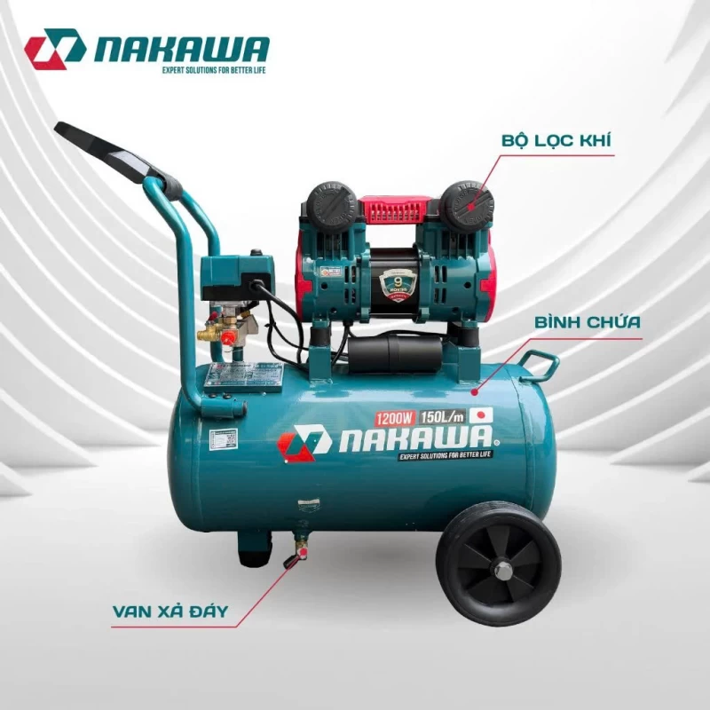 Máy nén khí không dầu, tốc nhanh, siêu êm NK-BH1630E - 30 lít - Hình ảnh 3 NAKAWA