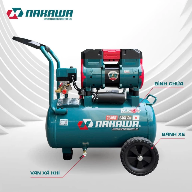 Máy nén khí không dầu, tốc nhanh, siêu êm NK-BH3030TURBO - 30 lít - Hình ảnh 6 NAKAWA