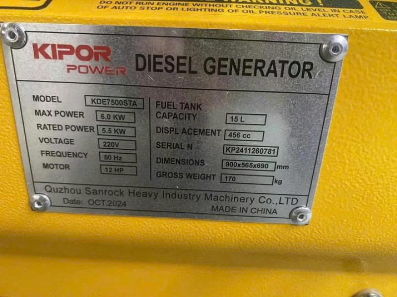 Máy Phát Điện Chạy Dầu 6KW KIPOR KDE7500STA - Hình ảnh 2 KIPOR