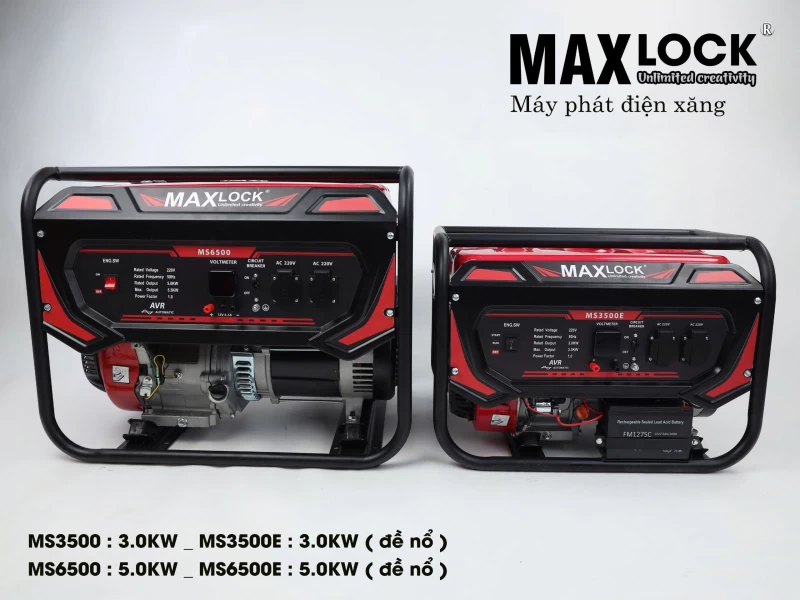 Máy Phát Điện Chạy Xăng 3Kw Maxlock MS3500E Đề - Hình ảnh 1 MAXLOCK