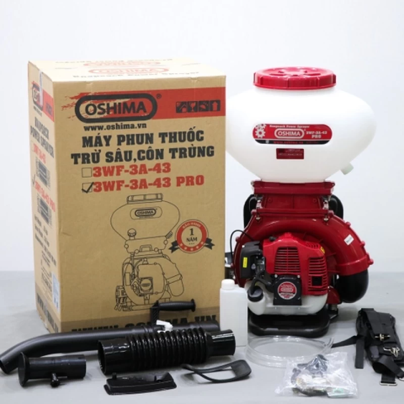 Máy phun thuốc trừ sâu côn trùng động cơ OSHIMA 3WF-3A-43 Pro Đỏ 2 thì (3 chức năng) - Hình ảnh 15 OSHIMA