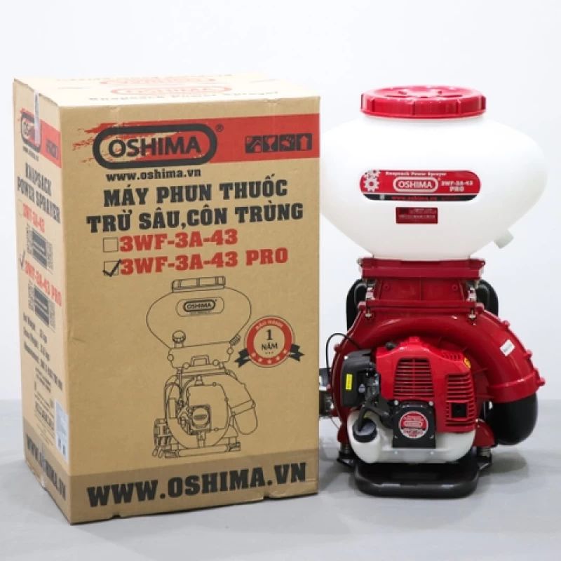 Máy phun thuốc trừ sâu côn trùng động cơ OSHIMA 3WF-3A-43 Pro Đỏ 2 thì (3 chức năng) - Hình ảnh 16 OSHIMA