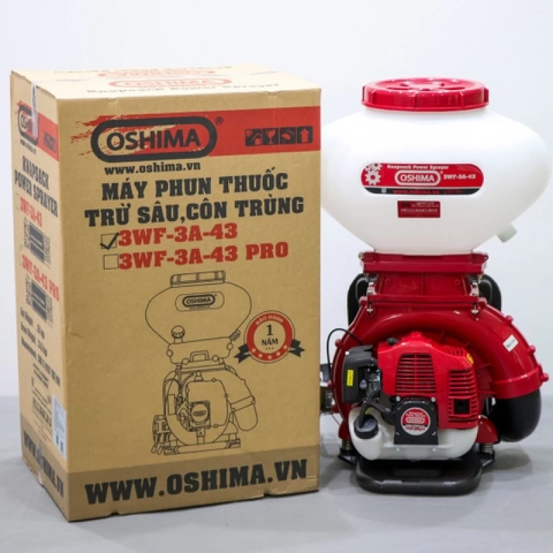 Máy phun thuốc trừ sâu, công trùng động cơ OSHIMA 3WF-3A-43 43cc Đỏ 2 thì (3 chức năng) - Hình ảnh 1 OSHIMA