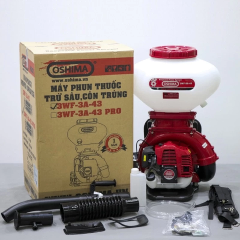 Máy phun thuốc trừ sâu, công trùng động cơ OSHIMA 3WF-3A-43 43cc Đỏ 2 thì (3 chức năng) - Hình ảnh 2 OSHIMA