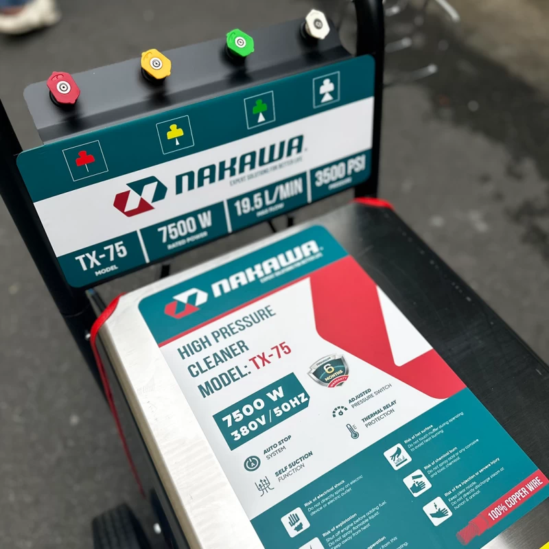 Máy Rửa Xe Cao Áp Nakawa 7.5Kw TX-75 3 Pha Piston Sứ - Hình ảnh 3 NAKAWA