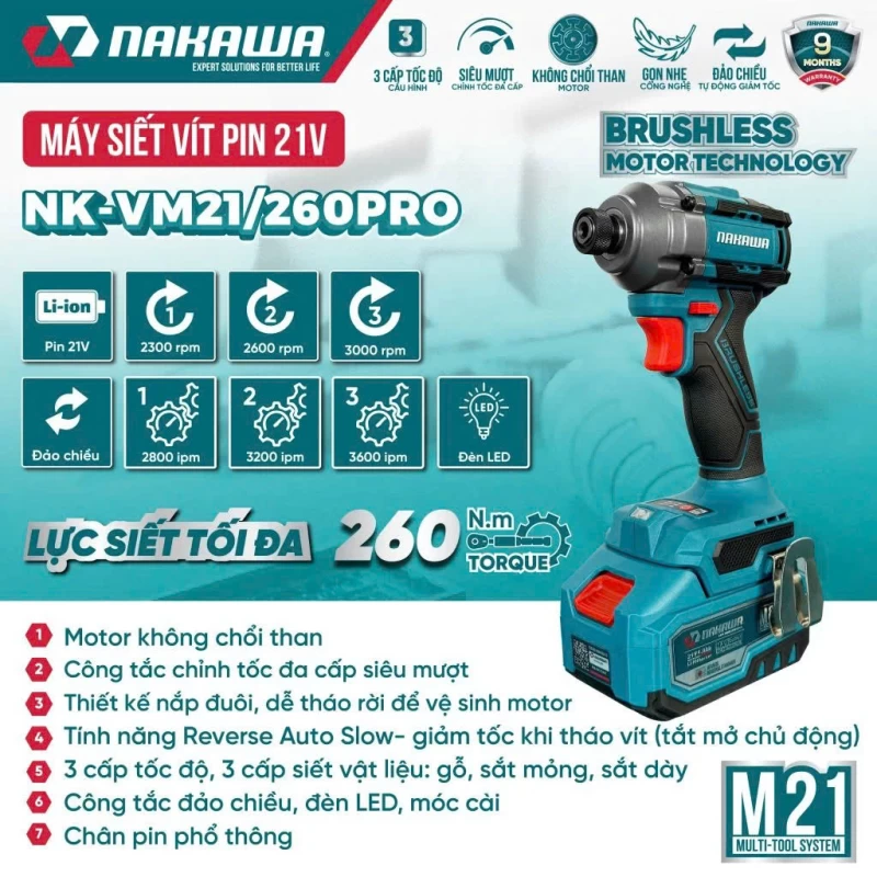 Máy siết vít pin NAKAWA NK-VM21/260PRO - Hình ảnh 4 NAKAWA