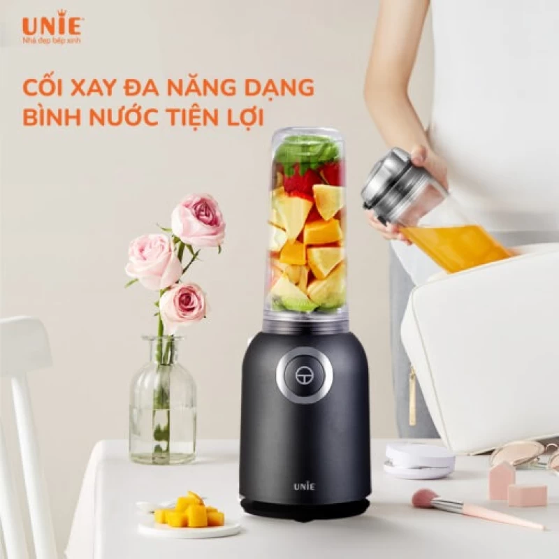 Máy xay sinh tố UNIE UMB05 cối xay dạng bình nước nhỏ gọn, lưỡi dao 4 cánh bằng inox - Hình ảnh 1 UNIE