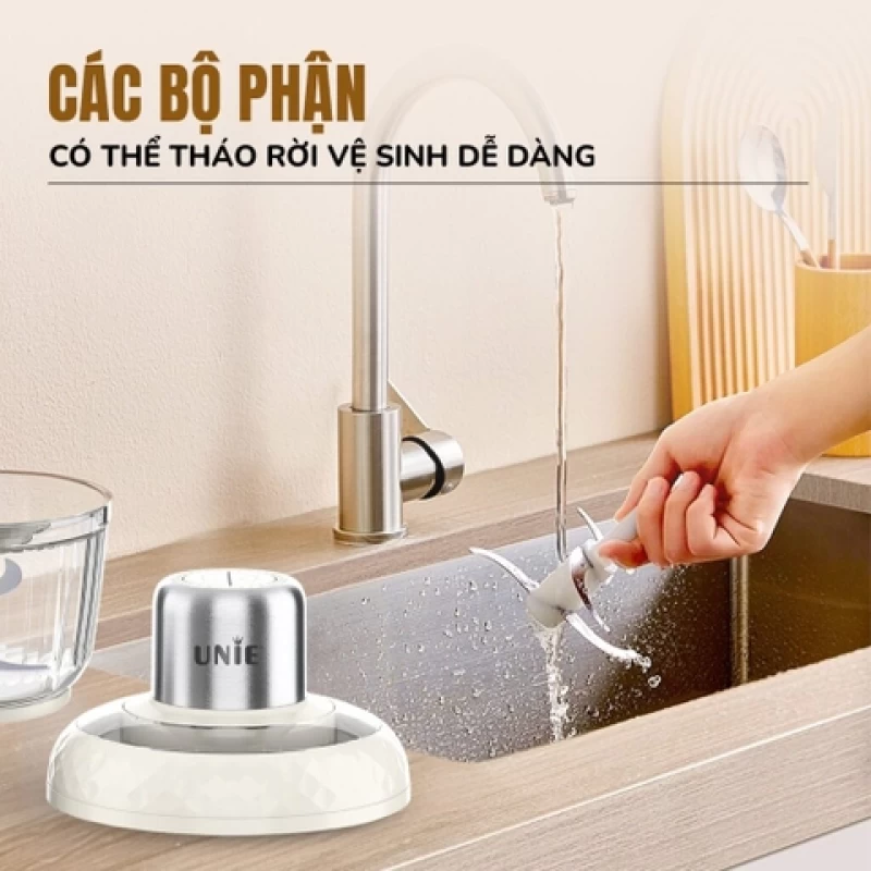 Máy xay thịt UNIE UM366 dung tích 2,5L, 2 cối xay thủy tinh, đánh ruốc, bóc tỏi tiện lợi - Hình ảnh 1 UNIE