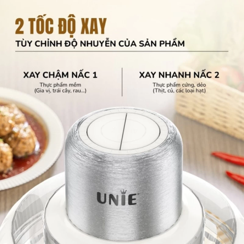 Máy xay thịt UNIE UM366 dung tích 2,5L, 2 cối xay thủy tinh, đánh ruốc, bóc tỏi tiện lợi - Hình ảnh 5 UNIE