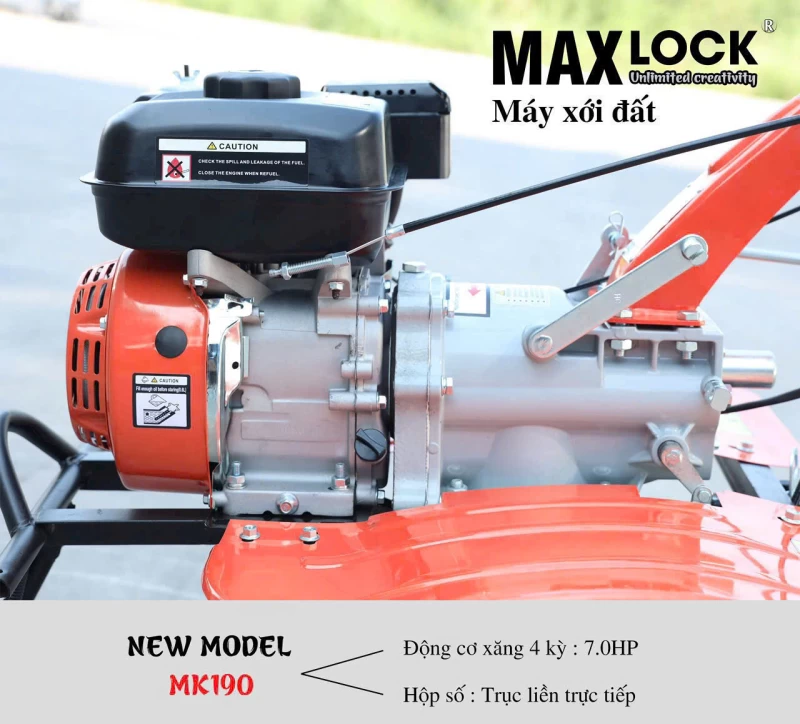 Máy Xới Đất Chạy Xăng Maxlock MK190 - Hình ảnh 1 MAXLOCK