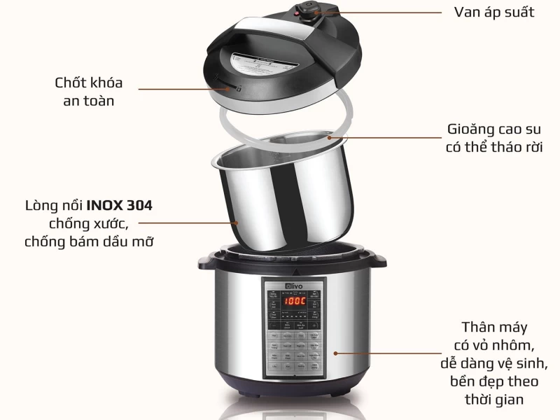 Nồi áp suất điện Olivo PC60 - 6 lít - Hình ảnh 6 OLIVO