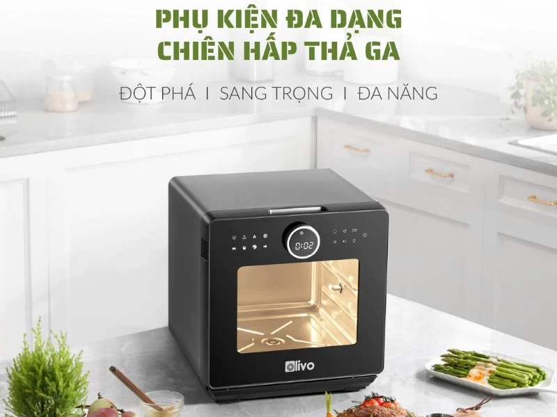 Nồi Chiên Hấp Đa Năng OLIVO SF16 PRO 2025 - 70 Chế Độ Cài Sẵn, Toàn Bộ Khoang Nồi Và Phụ Kiện Bằng Inox 304 Cao Cấp, Dung Tích 16L, Vệ Sinh Dễ Dàng - Hình ảnh 2 OLIVO