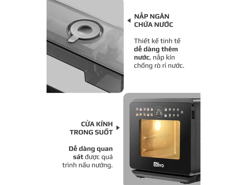 Nồi Chiên Hấp Đa Năng OLIVO SF1600 - Phiên bản Đặc Biệt cao cấp nhất, Màn hình OLED hiện đại, 70 chế độ cài sẵn, Dung tích 16L, Vệ sinh dễ dàng - Hình ảnh 3 OLIVO