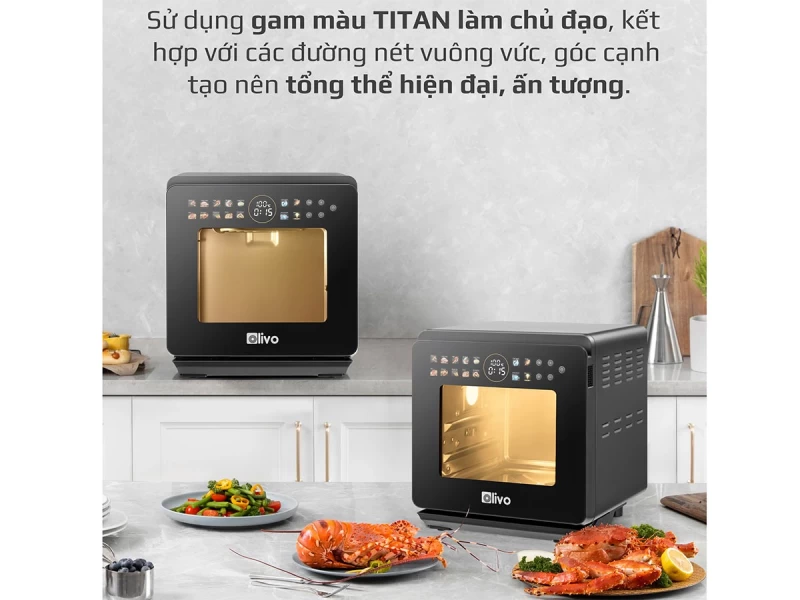 Nồi Chiên Hấp Đa Năng OLIVO SF1600 - Phiên bản Đặc Biệt cao cấp nhất, Màn hình OLED hiện đại, 70 chế độ cài sẵn, Dung tích 16L, Vệ sinh dễ dàng - Hình ảnh 9 OLIVO