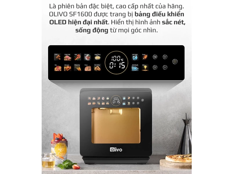 Nồi Chiên Hấp Đa Năng OLIVO SF1600 - Phiên bản Đặc Biệt cao cấp nhất, Màn hình OLED hiện đại, 70 chế độ cài sẵn, Dung tích 16L, Vệ sinh dễ dàng - Hình ảnh 20 OLIVO