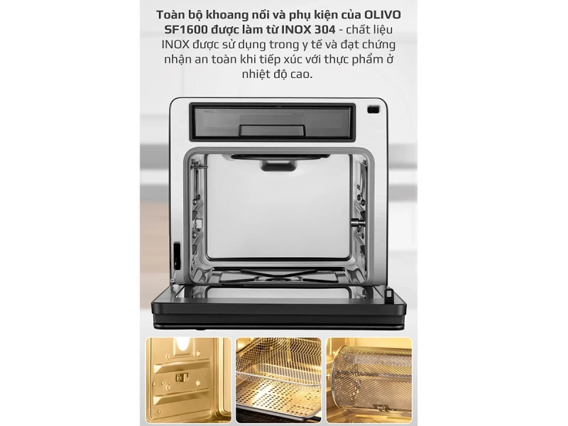 Nồi Chiên Hấp Đa Năng OLIVO SF1600 - Phiên bản Đặc Biệt cao cấp nhất, Màn hình OLED hiện đại, 70 chế độ cài sẵn, Dung tích 16L, Vệ sinh dễ dàng - Hình ảnh 12 OLIVO