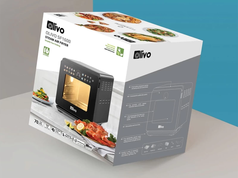 Nồi Chiên Hấp Đa Năng OLIVO SF1600 - Phiên bản Đặc Biệt cao cấp nhất, Màn hình OLED hiện đại, 70 chế độ cài sẵn, Dung tích 16L, Vệ sinh dễ dàng - Hình ảnh 2 OLIVO