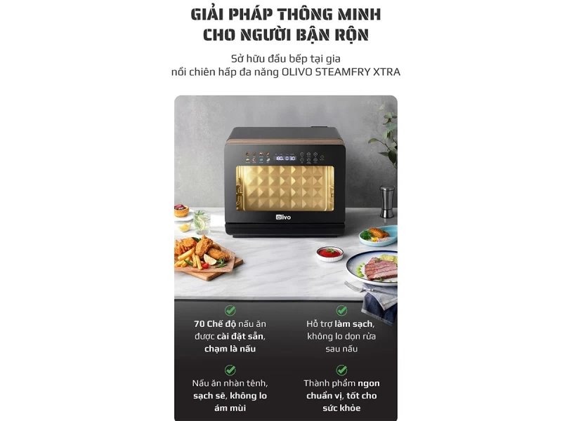Nồi Chiên Hấp Đa Năng OLIVO SteamFry Xtra - Hình ảnh 2 OLIVO